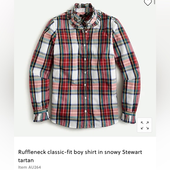 J. Crew Tops - J. Crew Ruffleneck Classic Fit Shirt Snowy Stewart Tartan Plaid Button Down - M